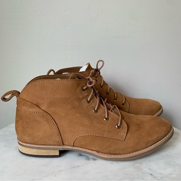 DIBA TRUE Leather booties chestnut Suede lace up chunky ankle boot 10 - Picture 1 of 16